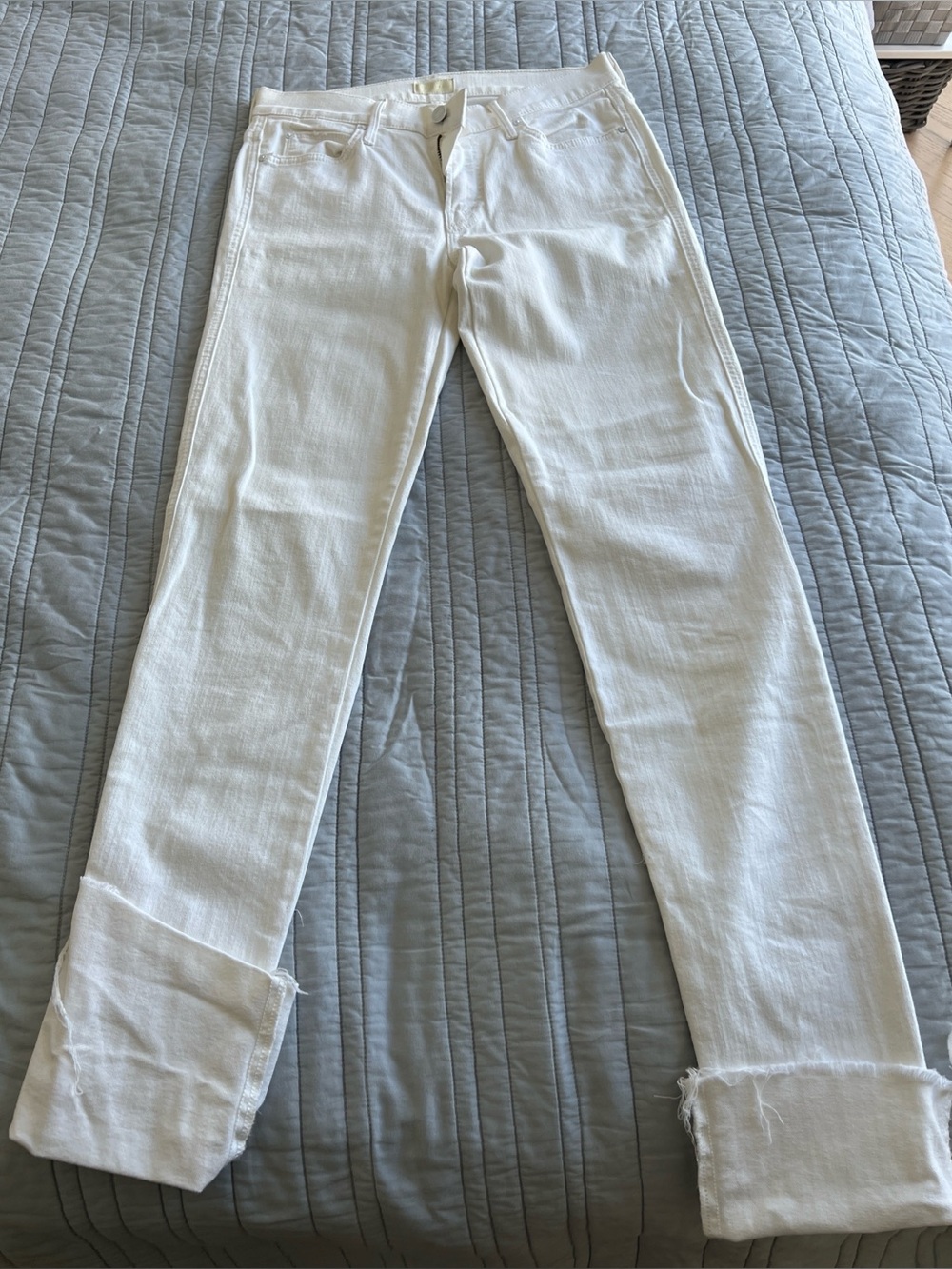 MOTHER Women’s White Straight Leg Jeans
